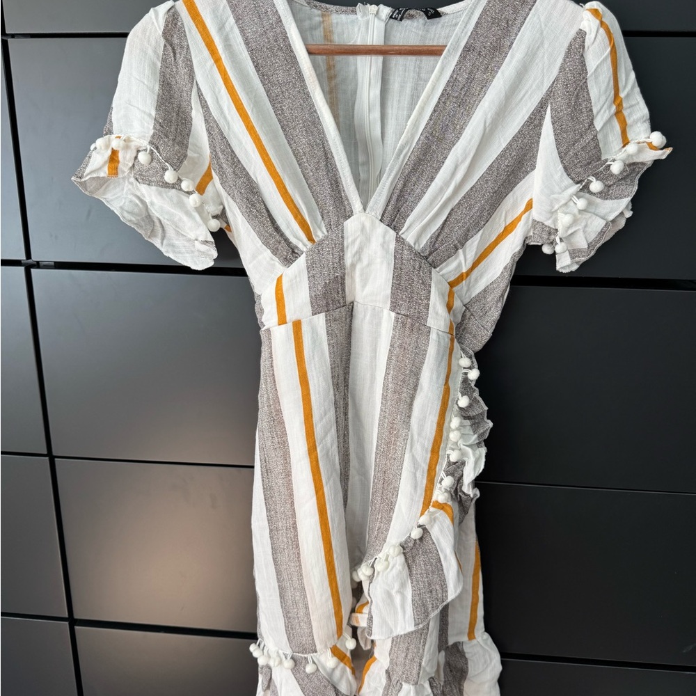 Simplee Striped V-Neck Dress